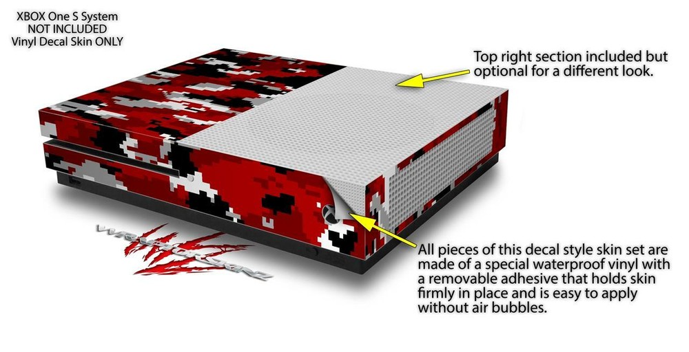Skin XBOX One S Console Controller WraptorCamo Digital Camo Red