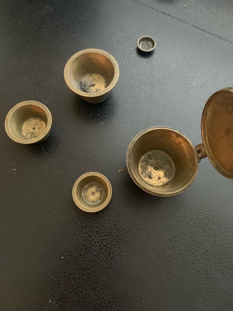 Antique Brass Nesting Apothecary Scale Weights/Measures Cups