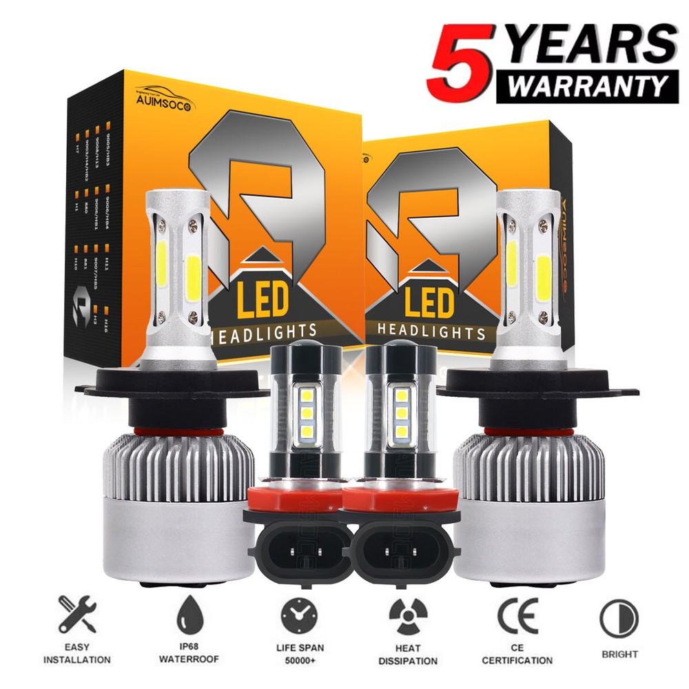10000K LED Headlight Hi/Lo Fog Light Bulbs Combo Kit For Toyota Tundra 2014-2021