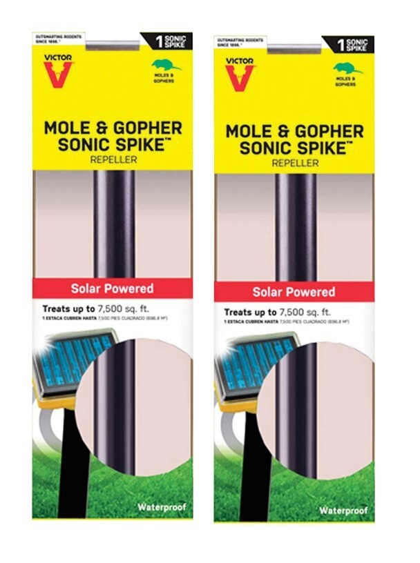 2 Pack ~ Victor Mole & Gopher Sonic Spike Repeller Solar Powered Waterproof
