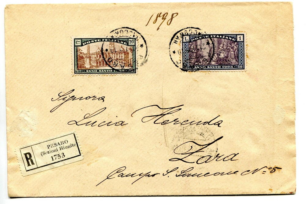 Holy Year Lire 1 on envelope