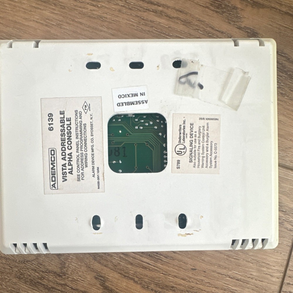 ADEMCO 6139 Wired Keypad Alpha Numeric Console White