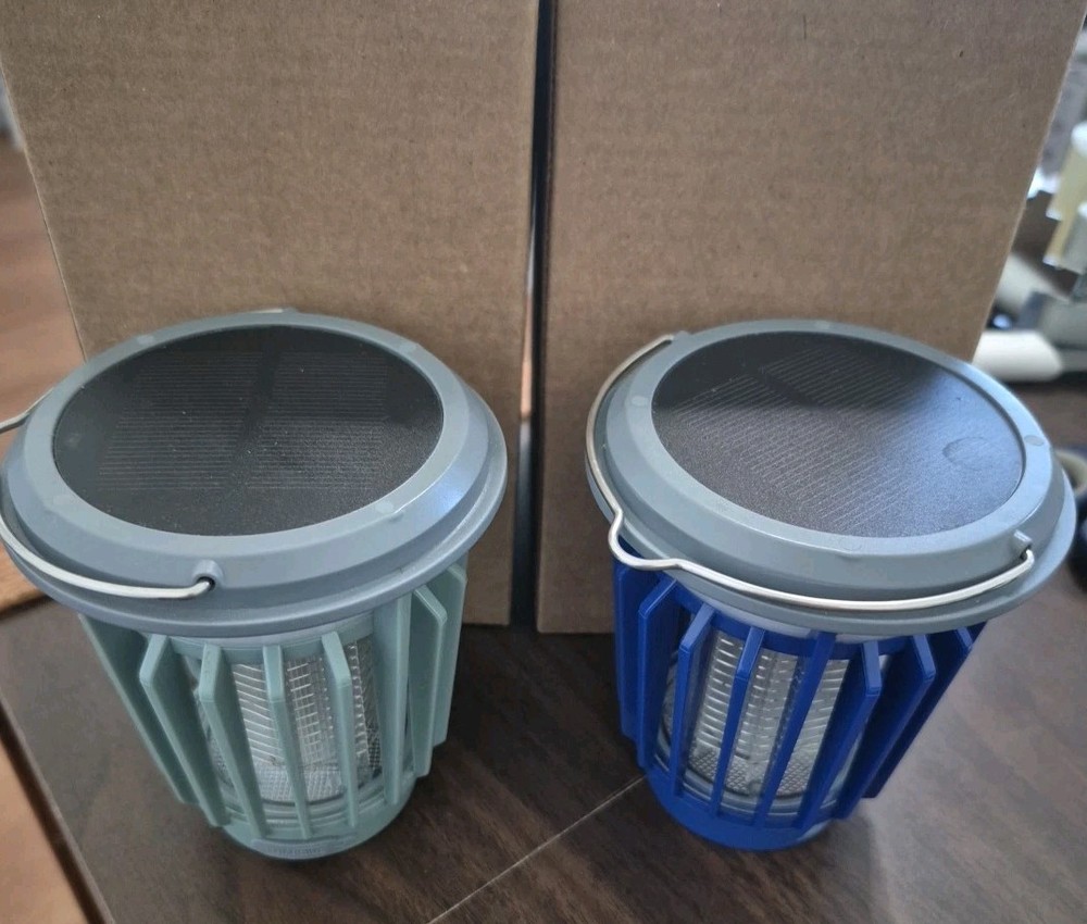 NEW! WISELY 2 PACK SOLAR "BUG" ZAPPER LANTERNS! SOLAR & RECHARGEABLE!