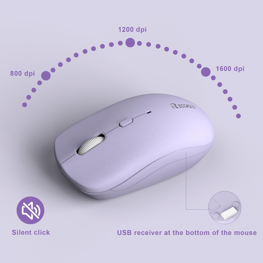 Wireless Keyboard and Mouse Combo, Full-Sized Wireless Keyboard and Adjustabl...