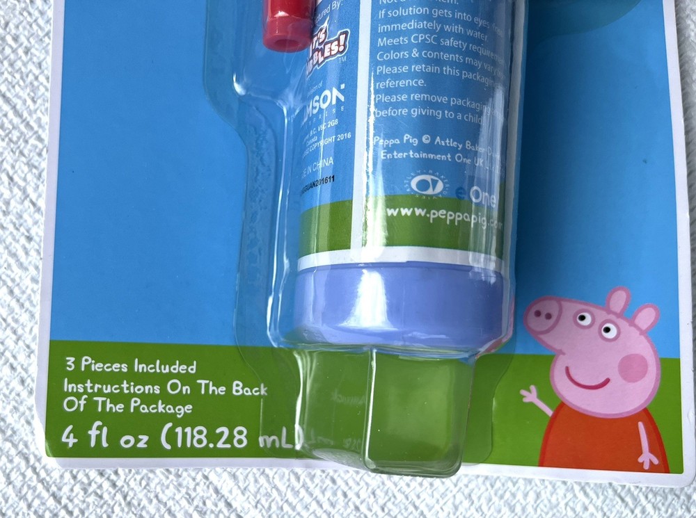 Bubble Wand & Bubble Solution Peppa Pig Dip & Blow Bubbles New In Package