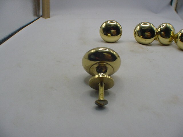 SIX 1" Solid Brass Spun turned knob desk small cabinet pull handle