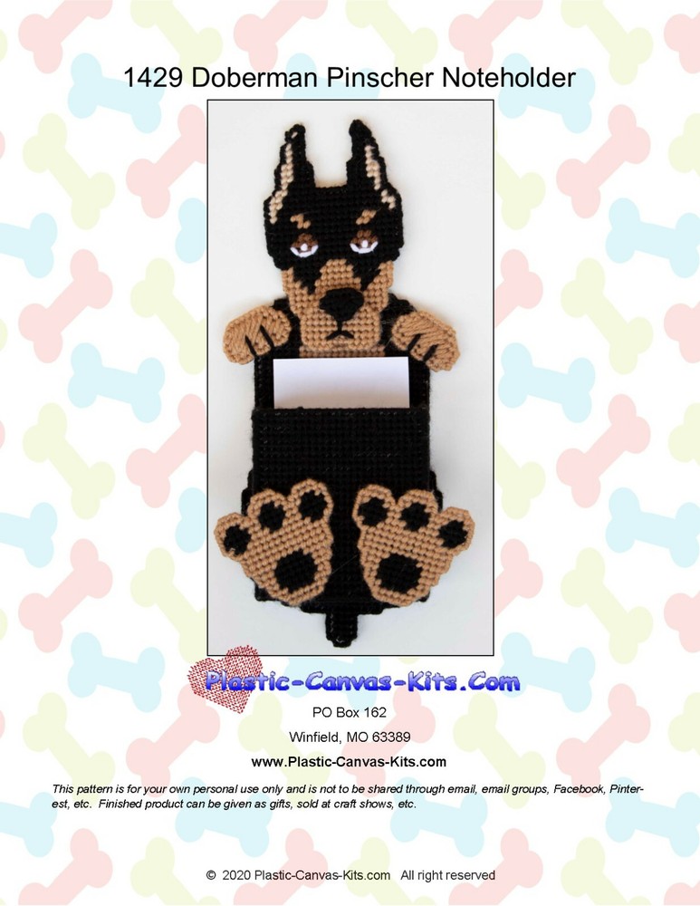 Doberman Pinscher Dog Note Holder-Plastic Canvas Pattern or Kit