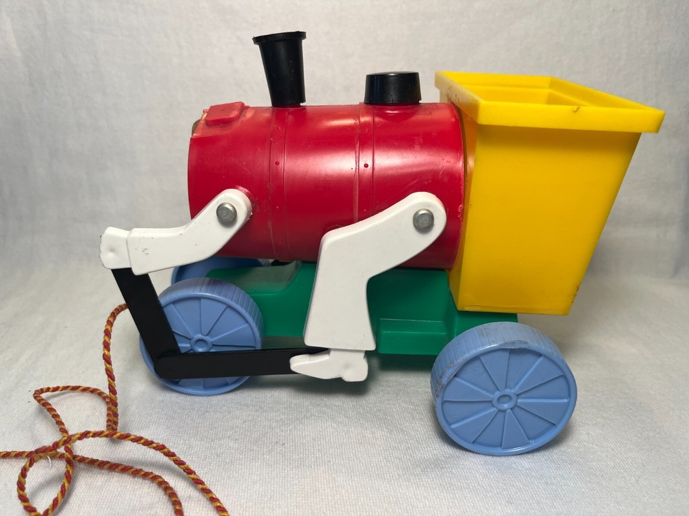 Vintage Plastic Pull Toy Train Engine Arms Legs Face 1950's-60's