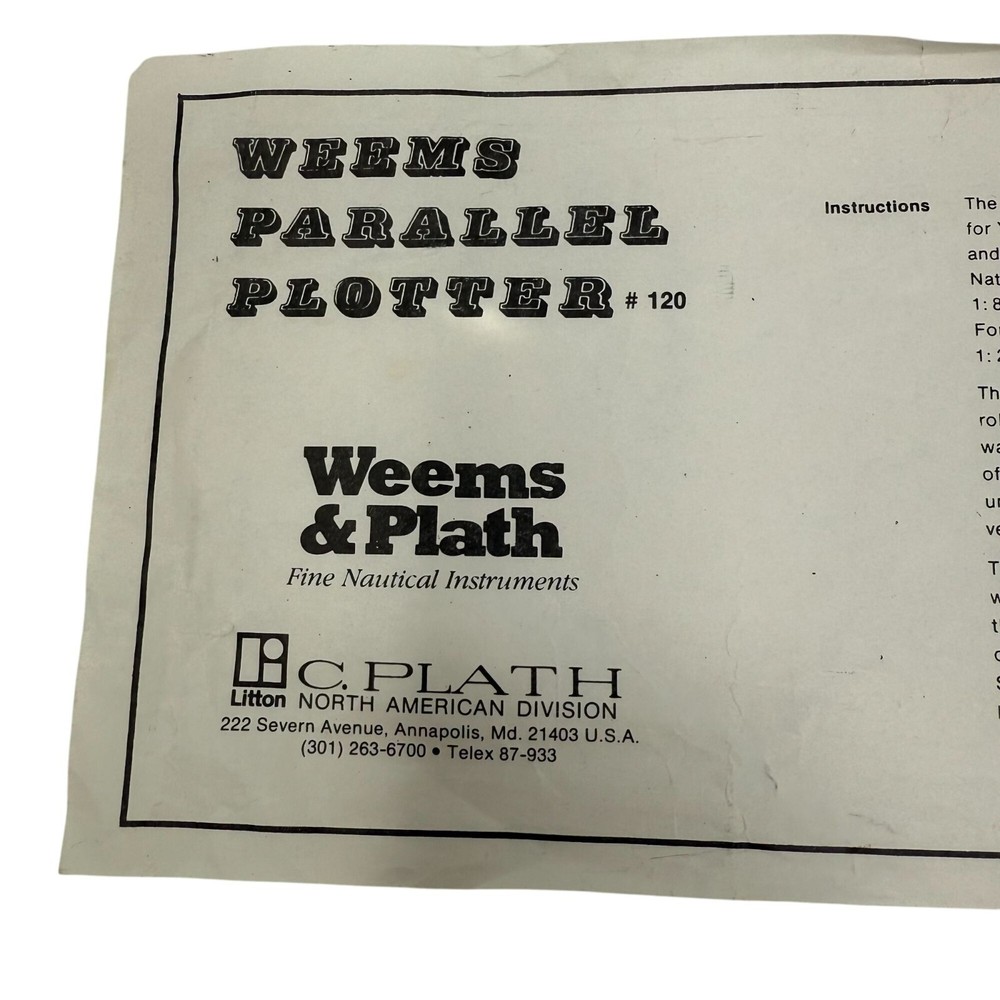 Weems & Plath Parallel Plotter #120 Navigation & Mapping