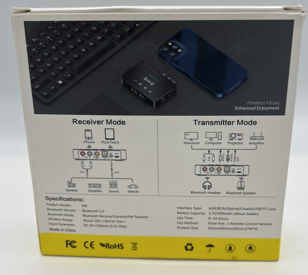 NFC Digital Bluetooth Adapter Wireless Audio Receiver/Transmitter (Model M6)