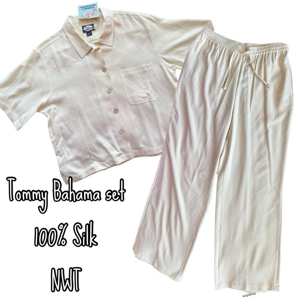 NWT Tommy Bahama Silk Set Light Yellow Cream Size medium