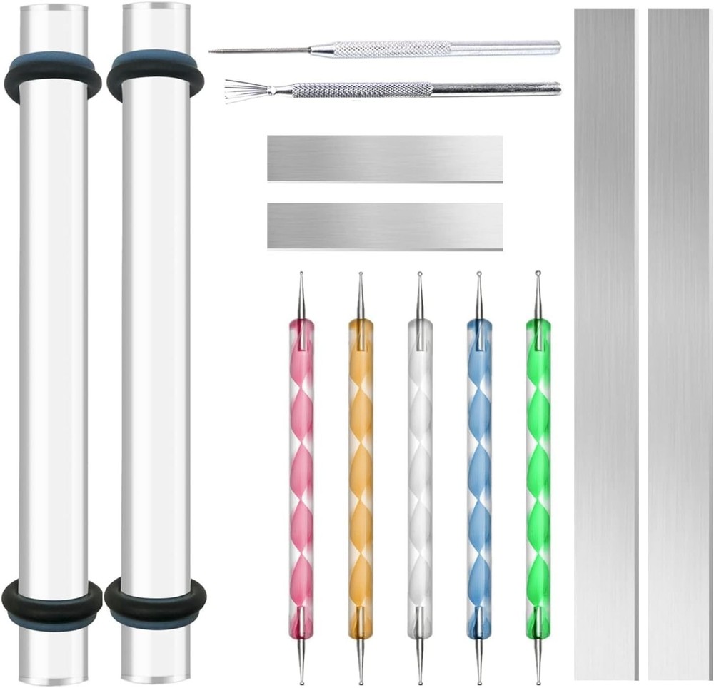 "14 Polymer Clay Tools Acrylic Roller Clay Rolling Pin with Thickness Rings Tiss