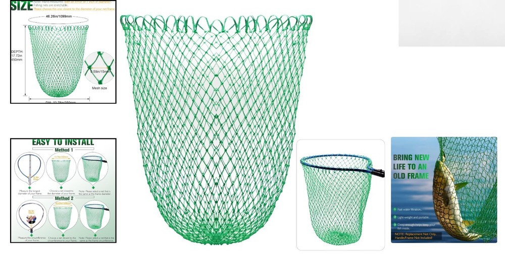 Foldable Fishing Net Replacement - Multiple Sizes, Perfect for Anglers