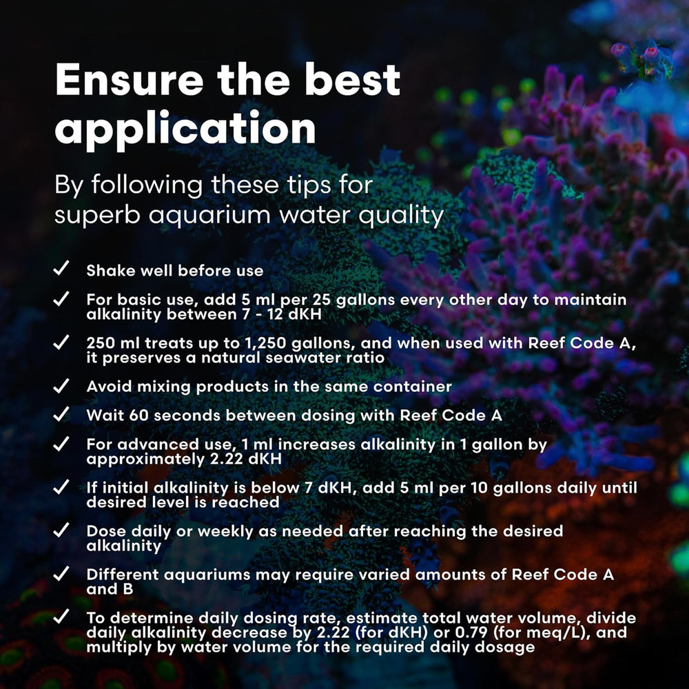 - Reef Code B - Balanced Calcium & Alkalinity System Water Conditioner - for All