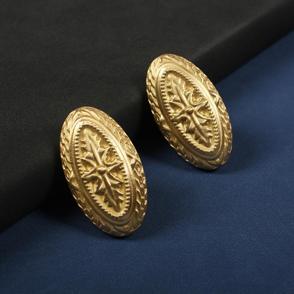 Brass Cabinet Knobs Antique Drawer Knobs, Copper Oval Handles Knobs for Kitch...