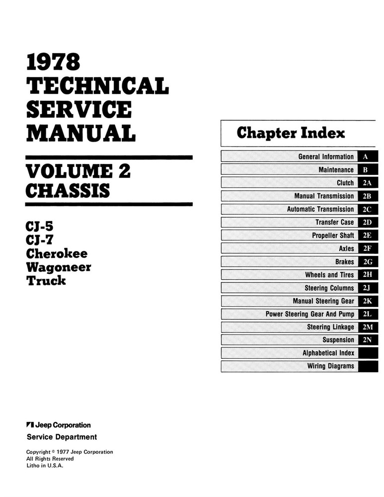 1978 Jeep Technical Service Manual (3 Volumes)
