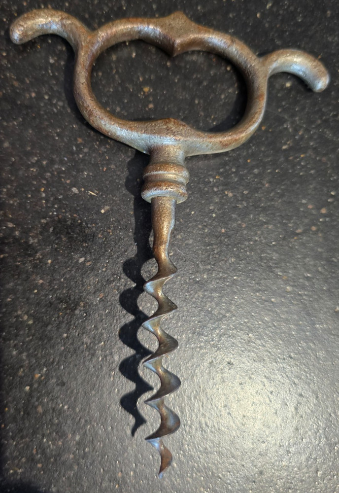 Antique 4 Finger Cast Iron Pull Pull Type Corkscrew