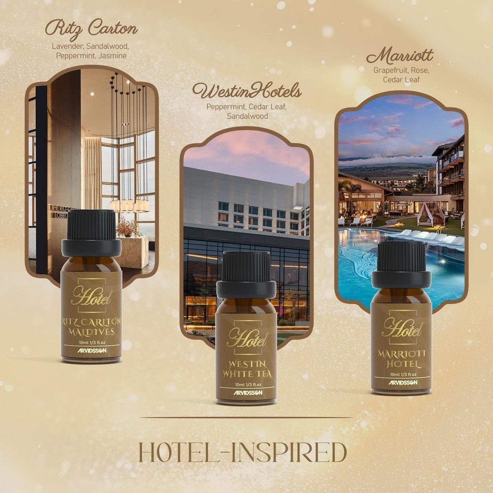 ARVIDSSON Hotel Diffuser Oils Gift Set - Hotel Essential Oils for Diffuser, L...