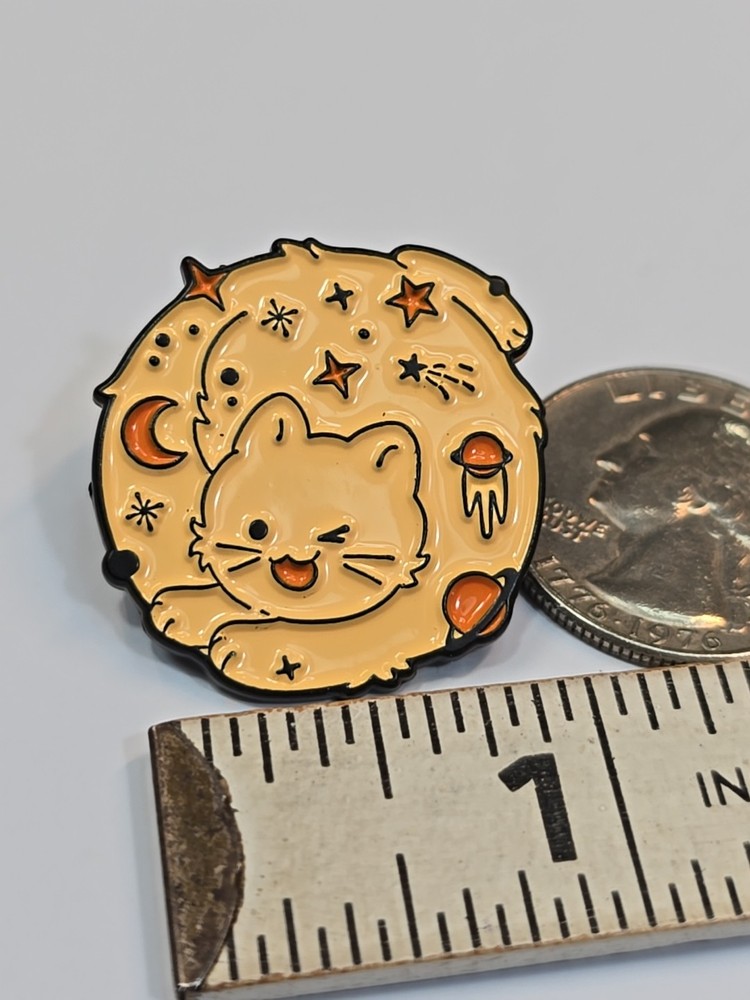Orange Cat Space Design Lapel Pin