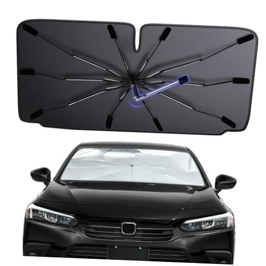 2025 Windshield Sun Shade Umbrella, Foldable Car Sunshade for Mid-Size Medium