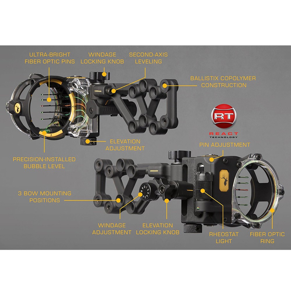 Trophy Ridge React H5 5-Pin .019 Bow Sight - Left Hand or Right Hand