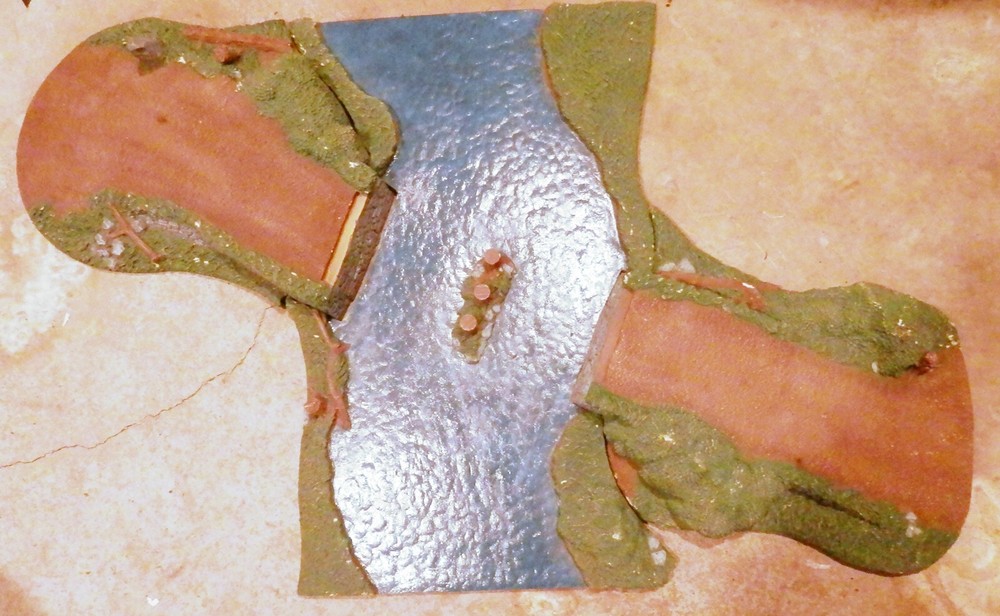 Miniature War Gaming Foam Board Broken River Bridge Scene