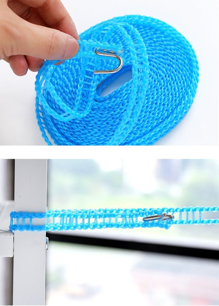 2 Pack Nylon Clothesline Windproof Clothes Drying Rope Medium, Random Color