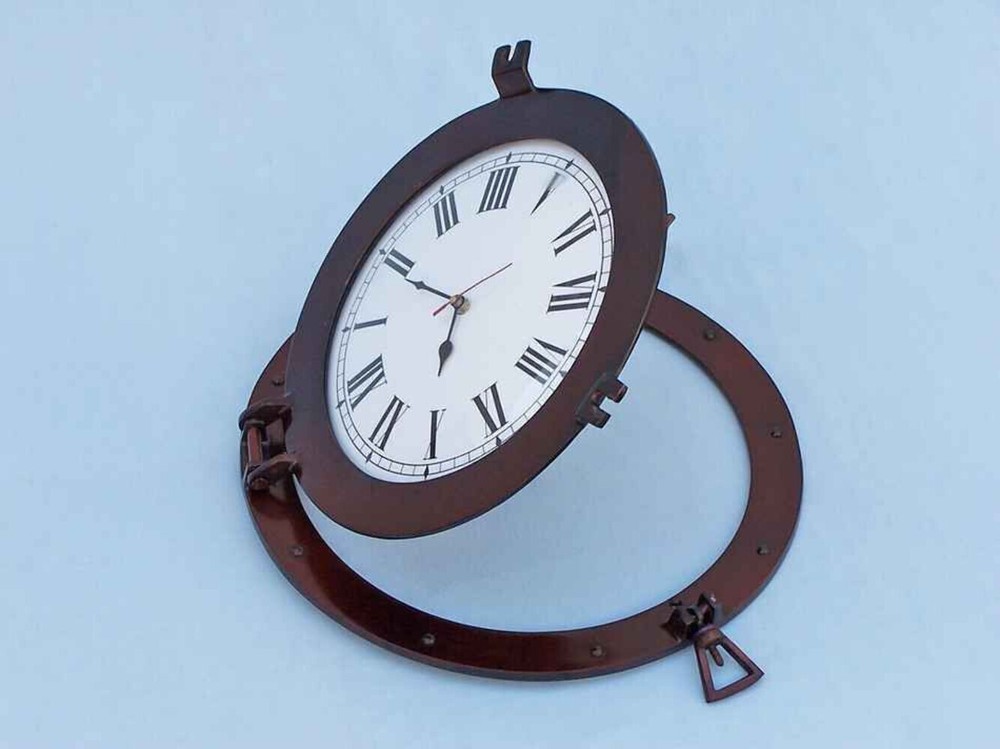 Antique Copper Decorative Ship Porthole Clock 17"