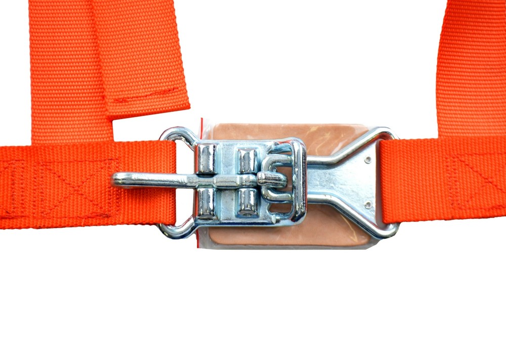 THREE POINT SEAT BELT RACE HARNESS 2" LATCH & LINK PULL UP LAP BELTS ORANGE