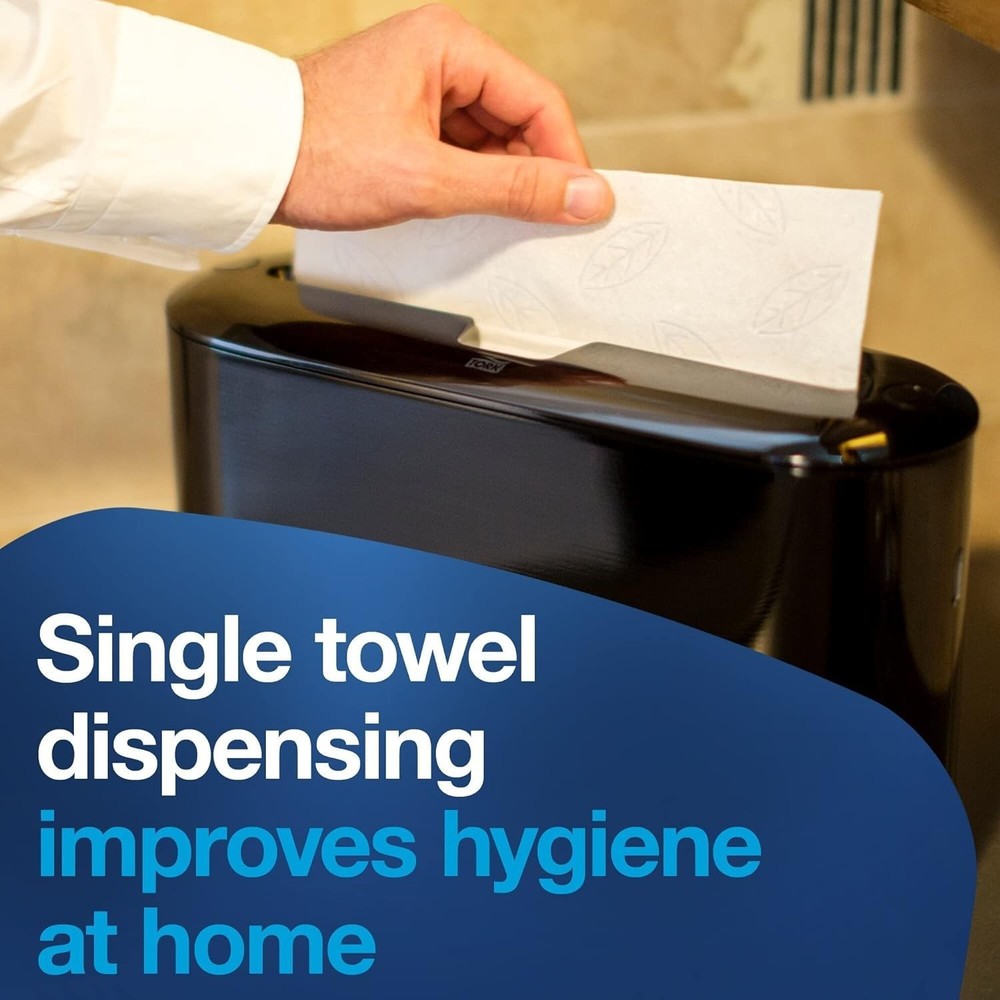 Paper Towel Dispenser Black Space-Saving Single-Dispensing for H2 Refill