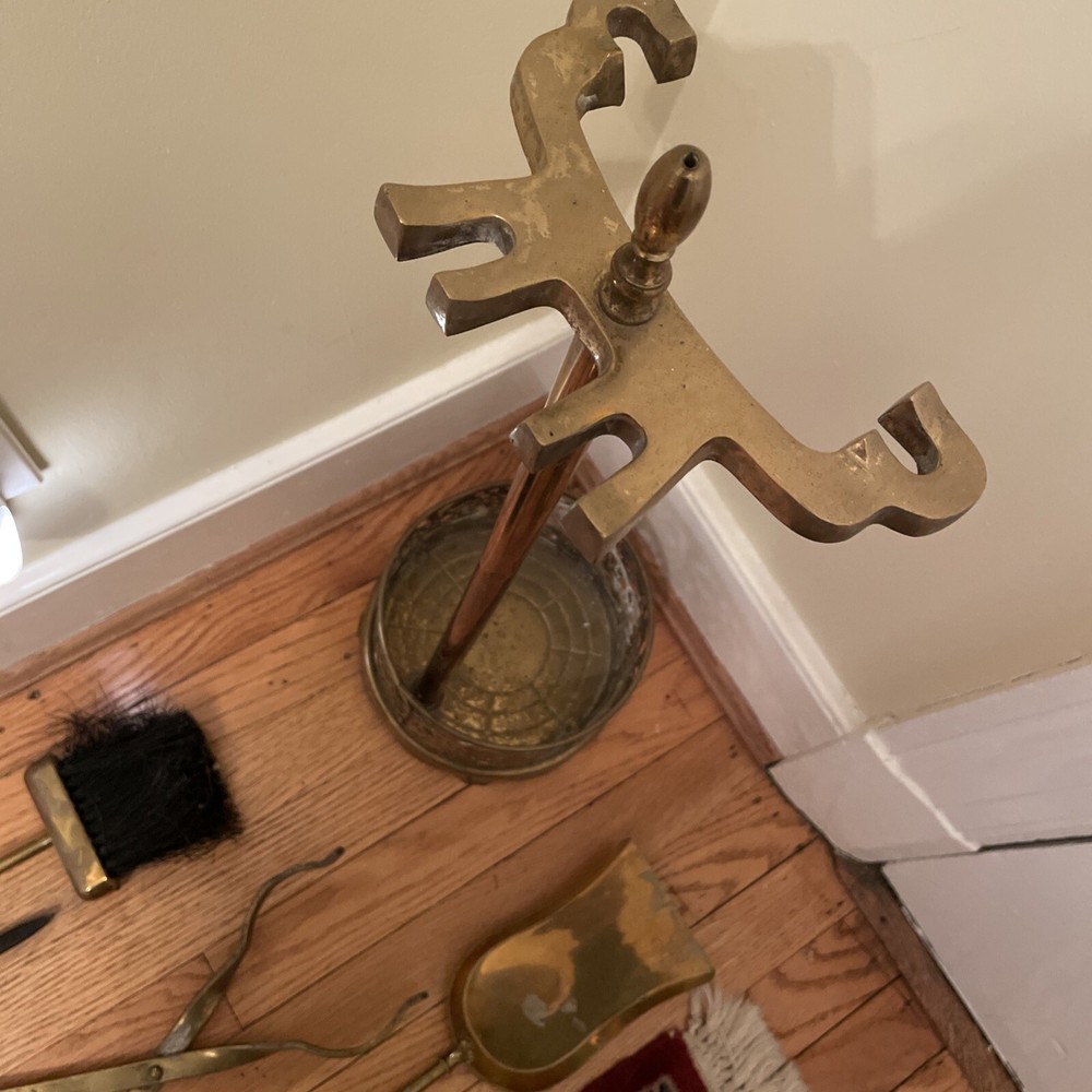 Brass Fireplace Tool Set Five Pieces
