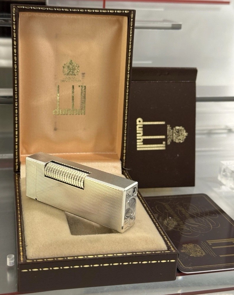 Vintage Dunhill Rollagas Silver Plated Lighter Boxed