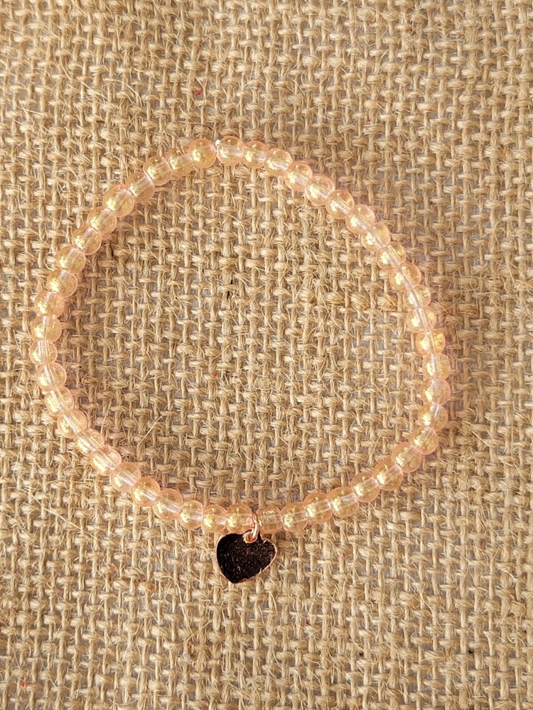 Glass Bead Bracelet Set 7" Iridescent Peach