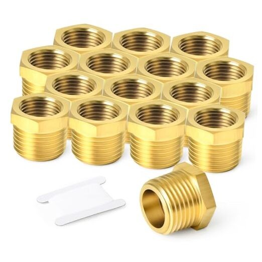 PCS Brass Reducer Hex Bushing Threaded Pipe Fitting 1/4" MNPT x 1/8" FNPT 10