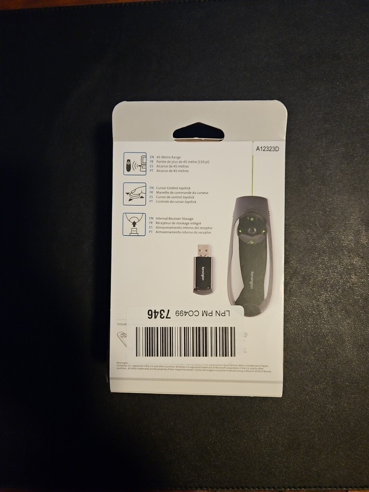 Kensington Expert Wireless Presenter with Green Laser Pointer & Cursor Control