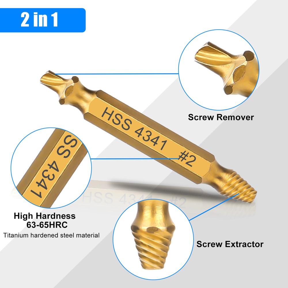 12PCS/Set Damaged Stripped Screws Extractor Broken Bolt Remover Drill Bit Tools