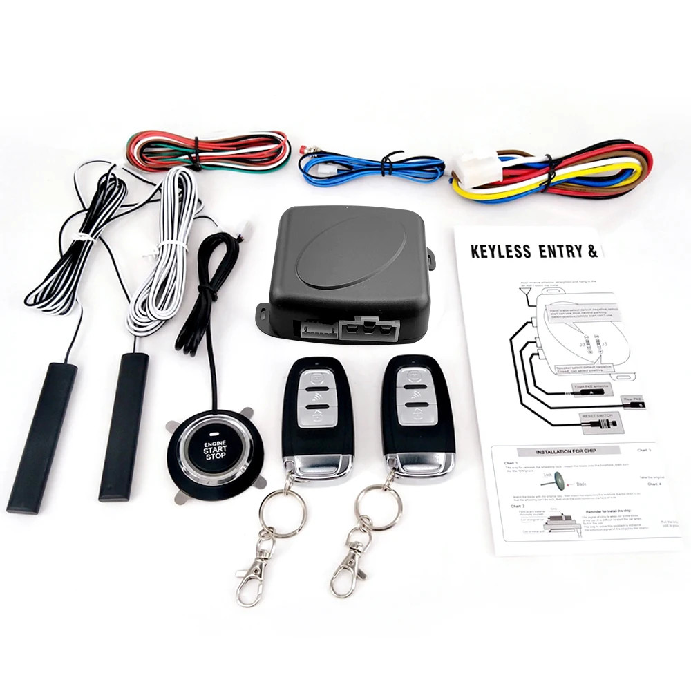 9Pcs Car SUV Switch Keyless Entry Engine Start Alarm System Push Button Remote
