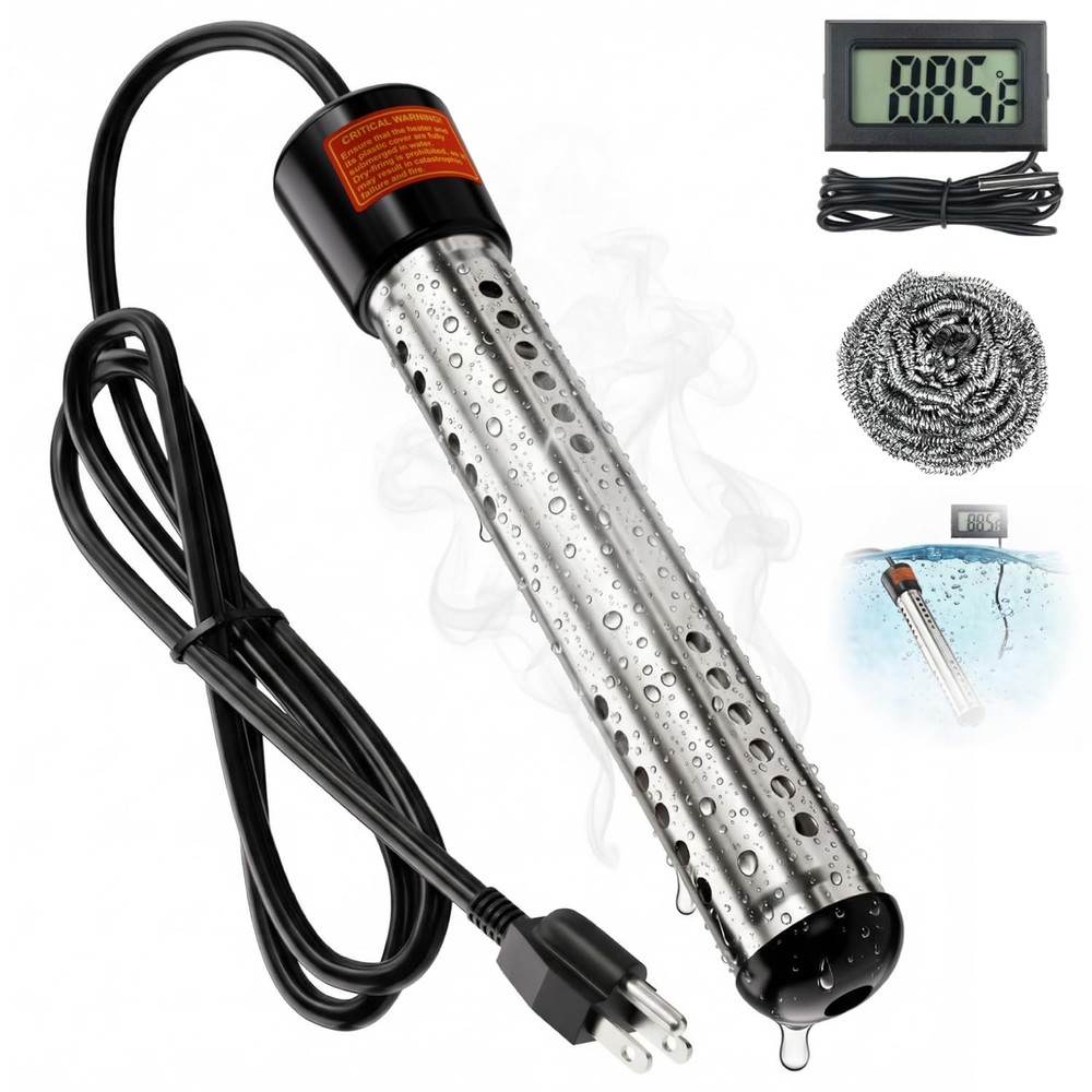 Immersion Water Heater Electric 2000W, Portable Submersible Water Heater with...