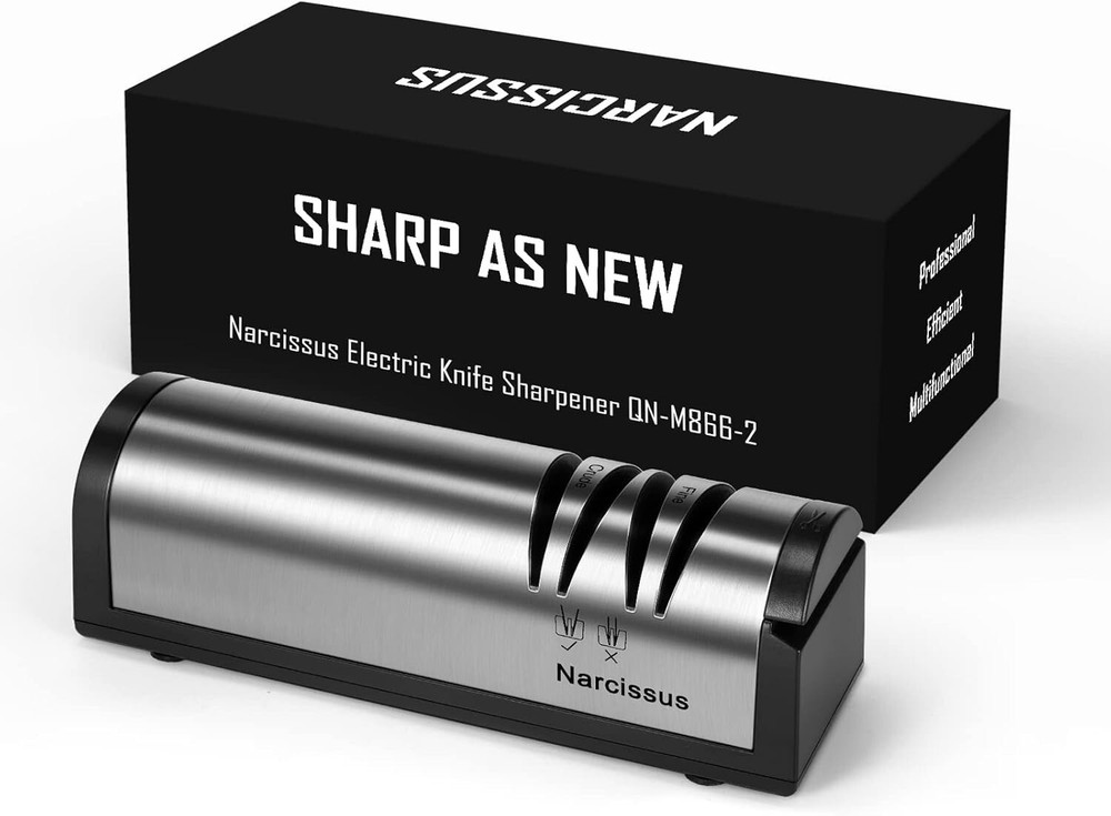 Professional Electric Knife Sharpener with Scissors Attachment - 2 Stage Designs
