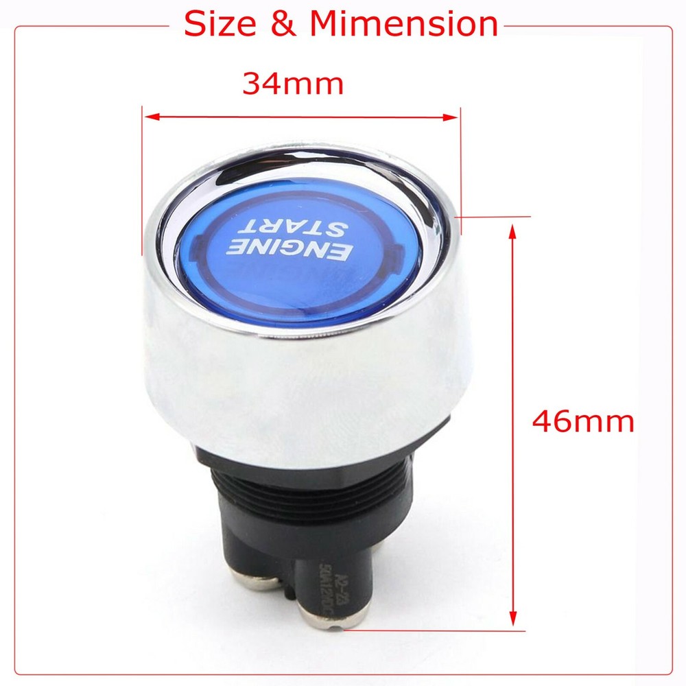 Universal 12V Car Blue Illuminated Engine Start Switch Push Button Race Starter