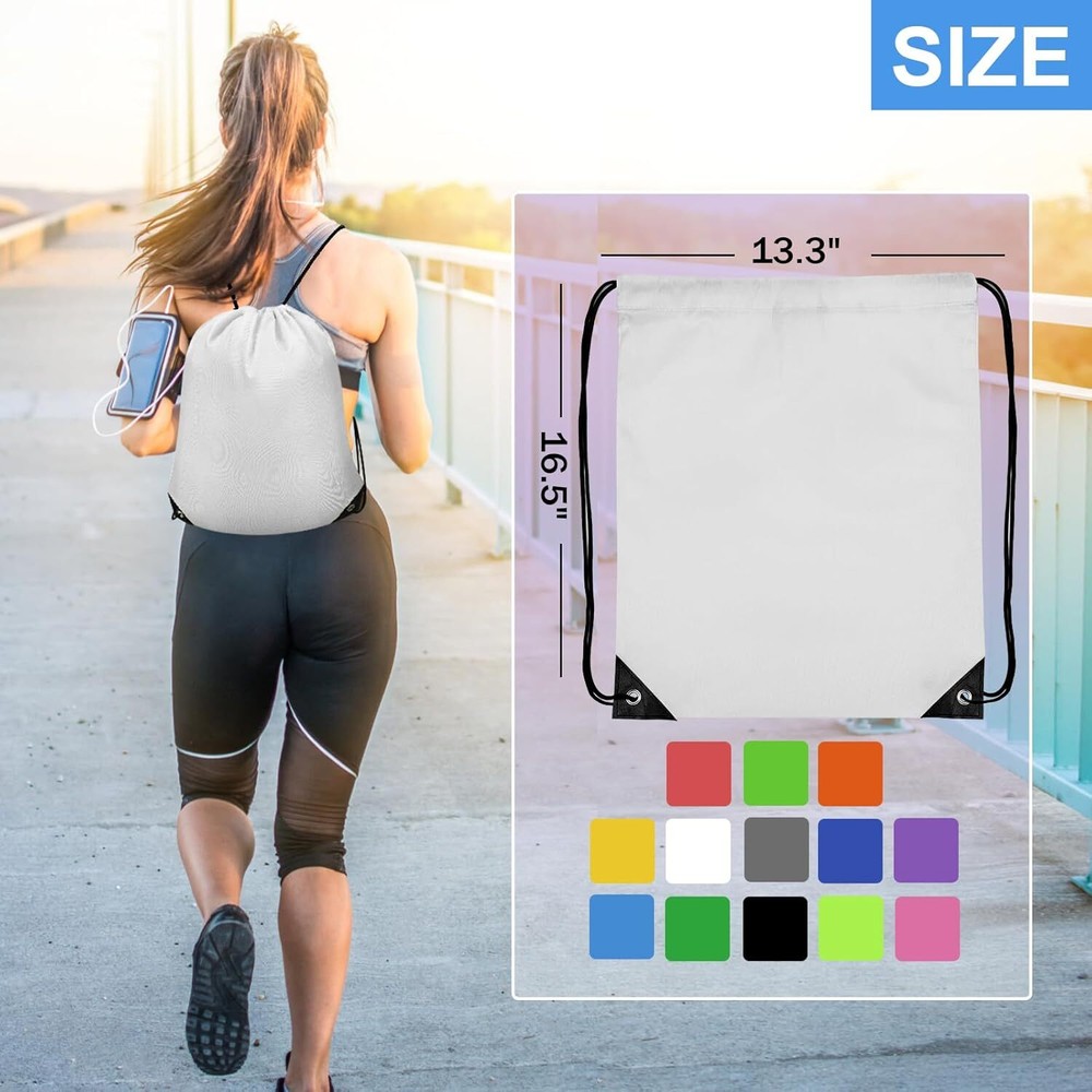 Drawstring Bags Bulk, Backpack Polyester String Bag Cinch White