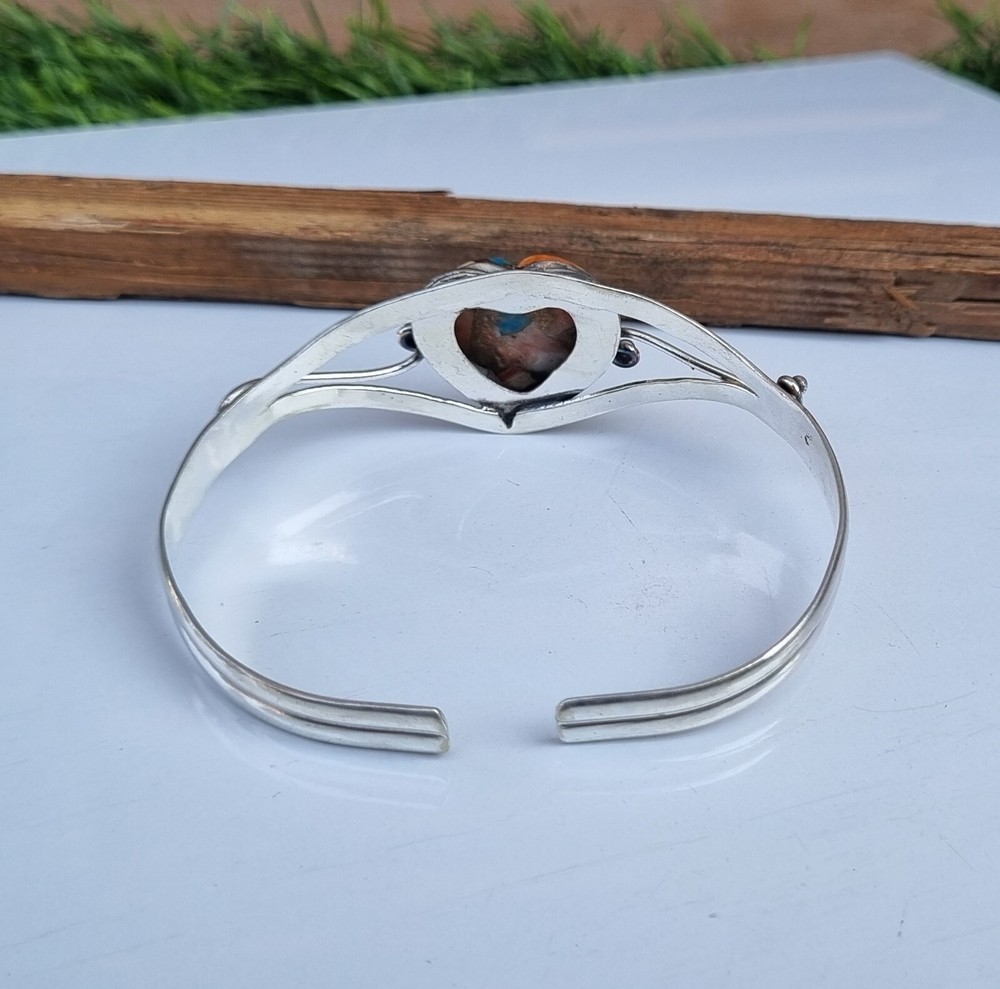 Oyster Copper Turquoise Bangle 925 Sterling Silver Adjustable Bangle Gift Her