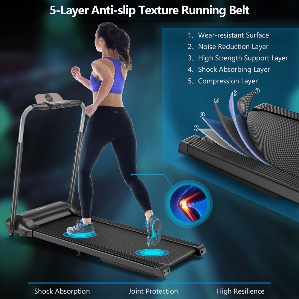 Folding Treadmill Compact Walking Jogging Machine 3HP W/Touch Screen APP Control