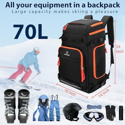 Ski Boot Bag, 70L Snowboard Boot Backpack, Waterproof Ski Boot Bag Backpack,