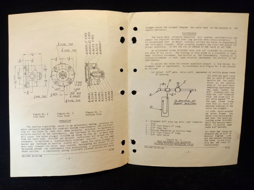 Suction Regulating Valve Mark 1-B US Navy Eclipse Aviation Bendix Instructions