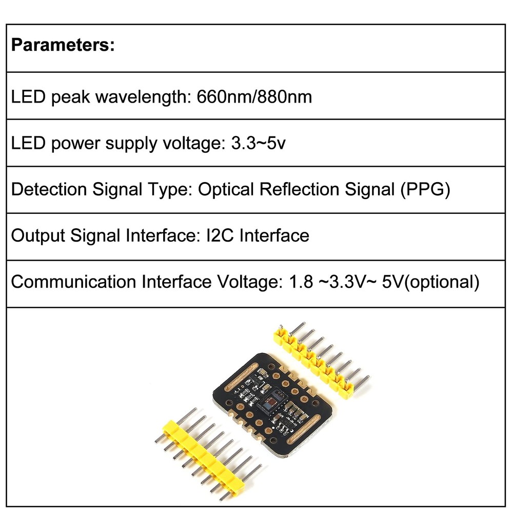 2Pcs Heart Rate Sensor Module MAX30102 Blood Oxygen Sensor Pulse Detection