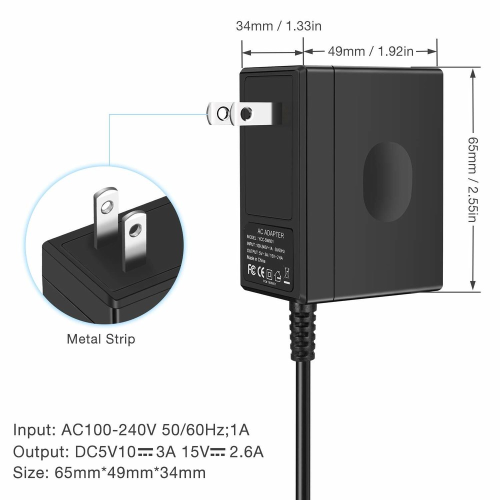 AC Adapter Power Supply Wall Charger For Nintendo Switch Dock & Pro Controller