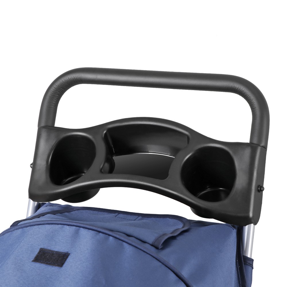 Compact Navy Blue Pet Stroller with Mesh Windows and Quality Upgrades