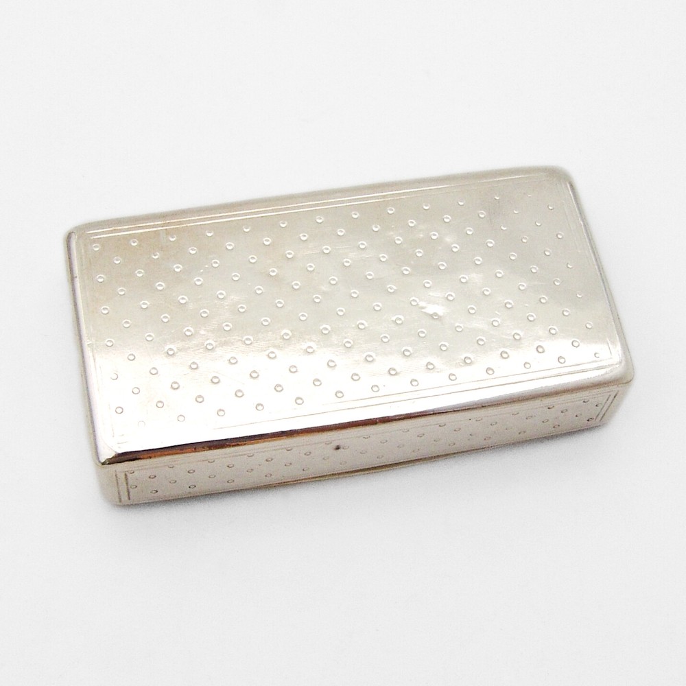 Rectangular Snuff Box European Silver Gilt Interior Mono SG
