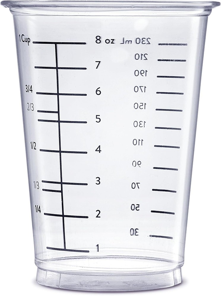 10 oz Clear Plastic Measuring [25 Count] Disposable Multipurpose for Baking, ...